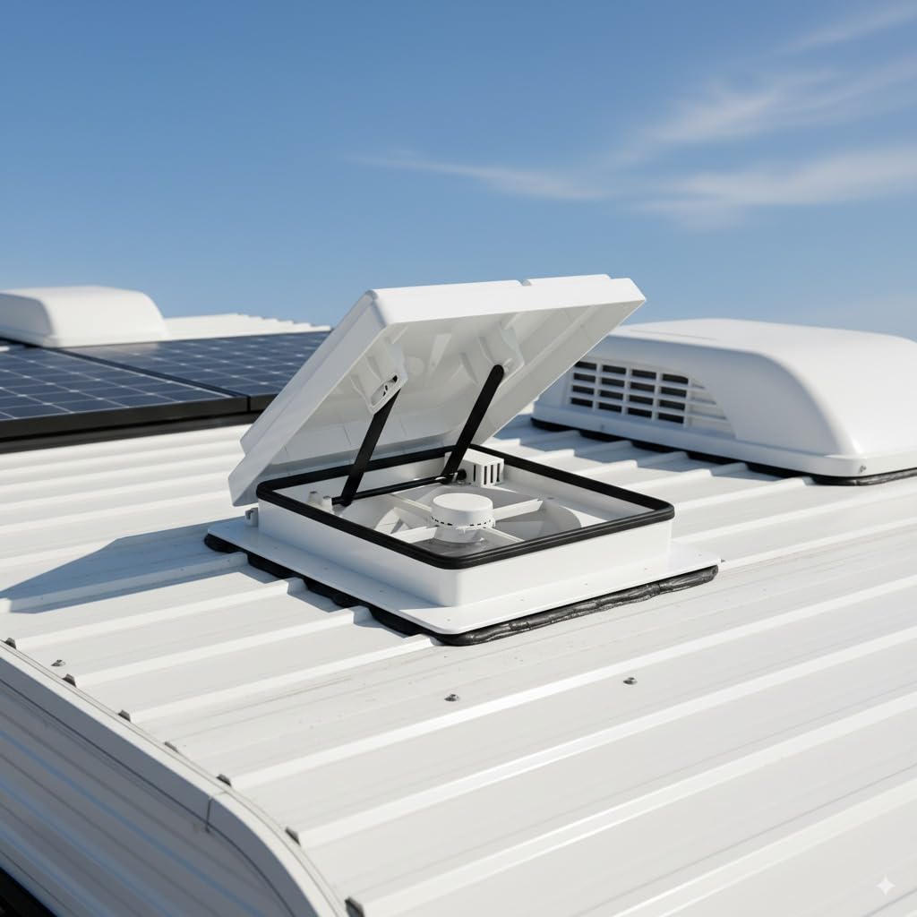 Wohnmobil-Ventilator, 35,6 cm, wendbar, 12 V/24 V, mit Regensensor und Fernbedienung
