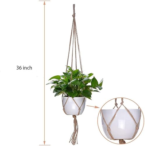 Miniatura 2 de LANGUGU - Juego de 2 colgadores de macramé para colgar en la pared, cesta para macetas de interiores y exteriores, soporte para plantas, arte de