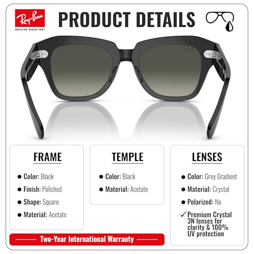 Image of Ray-Ban RB2186 STATE STREET Square Shaped Sunglasses for Women with Official RAYBAN Eyewear Kit