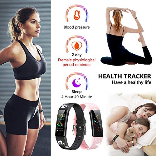 Mgaolo Slim Fitness Tracker for Kids Women,IP68 Waterproof Activity Tracker with Blood Pressure Heart Rate Sleep Monitor,11 Sport Modes Health Smart Watch with Pedometer Alarm Clock,Great Gift (Pink)