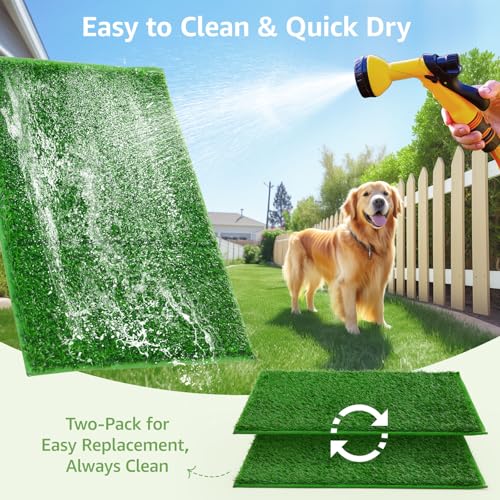 Image of LOOBANI Dog Grass Pee Pads, Artificial Dog Grass Pads for Potty Tray, Fake Grass for Dogs to Pee On, Outdoor Indoor Pee Grass for Dog Potty (18.1*28.1 inch)