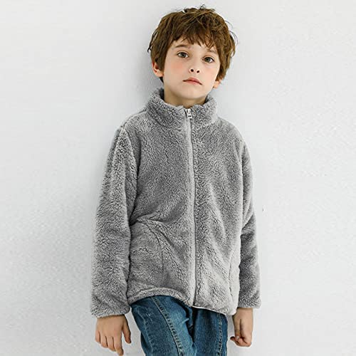 Girls Boys Sherpa Turtleneck Jacket Furry Fuzzy Fleece Coat Full-Zip Warm Plain Sweatshirts Soft Winter Clothes3