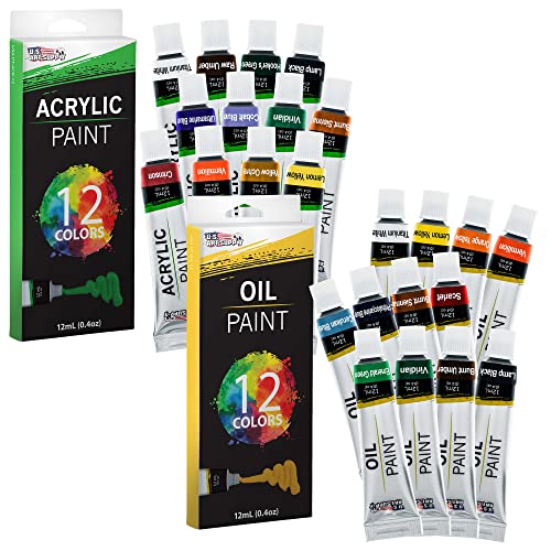 U.S. Art Supply 62-Piece Artist Painting Set with Wood Box Easel and 12 Acrylic Paint Colors, 12 Oil Paint Colors, 12… - Image 5