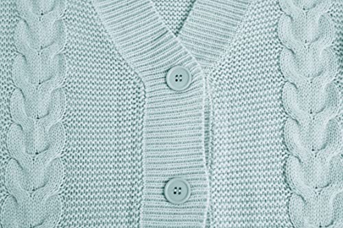 Apbondy Girls Cable Knit Cardigans Button Down Long Sleeve Chunky Sweater Outerwear Mint Green #TOP6