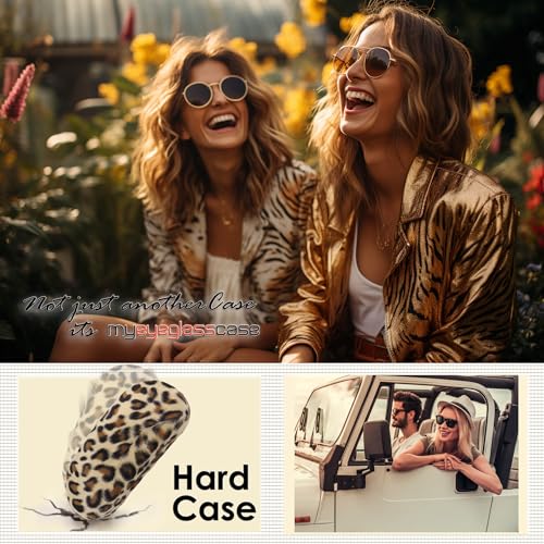 Image of MyEyeglassCase - Large Sunglasses Case - Hard Glasses Case Holder w /Pouch & Cloth - Eyeglass Case Aviator Frames Men & Women