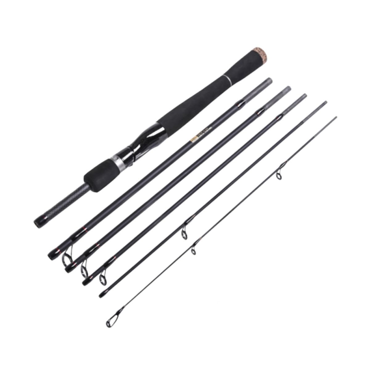 Caña de Pescar Spinning Recta de Carbono, 6 Secciones, 2,1 M