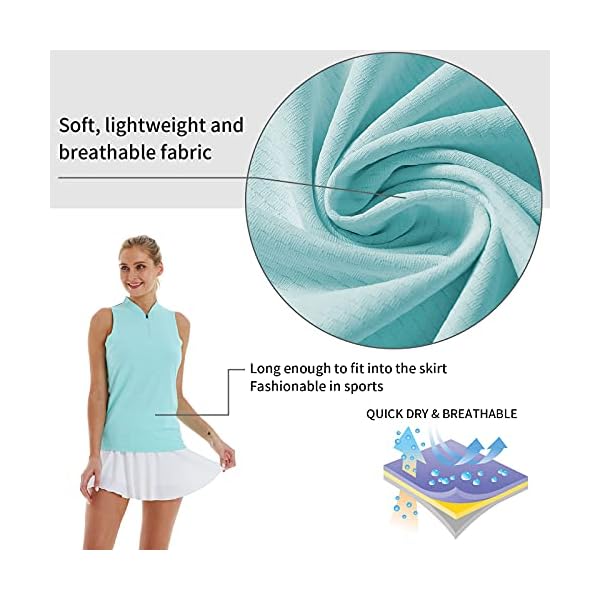 LastFor1-Womens-Golf-Polo-Sleeveless-Shirt-Zip-Up-UPF-50-UV-Protection-Athletic-Tops-Slim-Fit-Quick-Dry-Lightweight LastFor1 Women's Golf Polo Sleeveless Shirt Zip-Up UPF 50+ UV Protection Athletic Tops Slim Fit Quick Dry Lightweight Green S