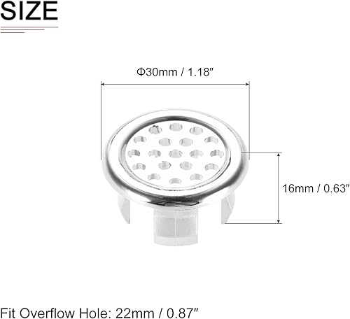 Miniatura 2 de DTGN Cubierta de desbordamiento para fregadero de 1.181 x 0.630in (DxT) - Paquete de 24 - Bueno para fregadero de cocina de baño - Inserto de