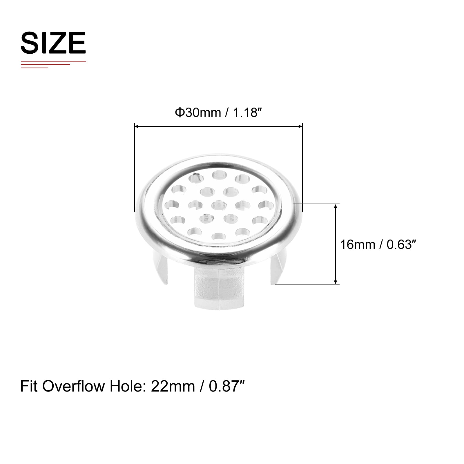 DTGN 30x16mm(DxT) Sink Overflow Cover, 12Pack, Good for Bathroom Kitchen Sink - Image 2