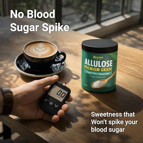 Image of Zeeero Allulose Premium Grade Sugar-Free Sweetener, Zero Calorie, Zero Carb, Keto Diet Friendly, Natural Sugar Replacement, 250gm