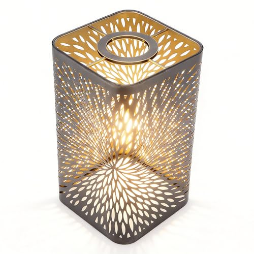 Paralume in Metallo Inciso Paralumi con Motivo Floreale per Lampada da Tavolo Paralume in Metallo Cavo Cilindro in Ferro per Lampadine E27 E26