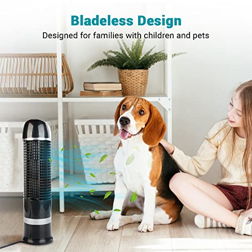 DR.PREPARE 16-Inch Bladeless Oscillating Tower Fan – Quiet 3-Speed Cooling for Home and Office