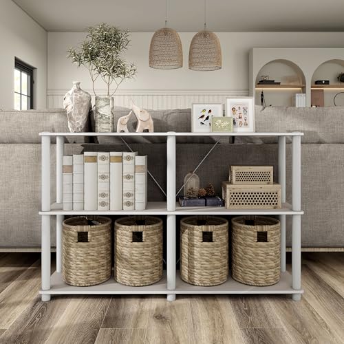 Homes: Inside + Out Apexa Modern 3-Tier Extra Wide Shelving Units, Collectibles Display Shelves, Easy Assembly Console Table, Home Storage Organizer for Living Room, Bedroom, Office, Taupe Grey by HOMES: INSIDE + OUT - Image 3