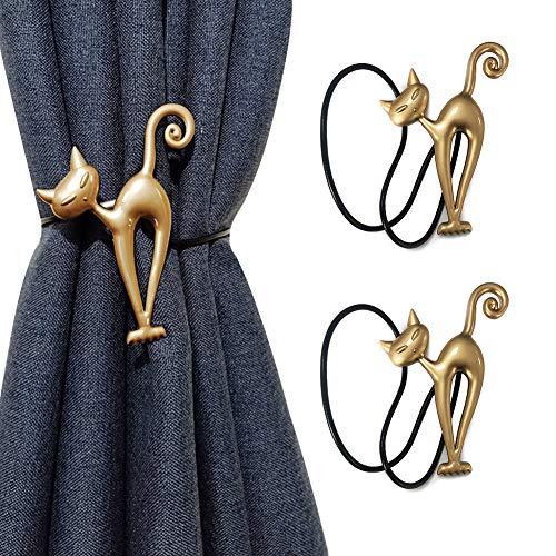 Lot de 2 embrasses de Rideaux magnétiques Vintage en Forme de Chat pour décoration de Maison, Bureau