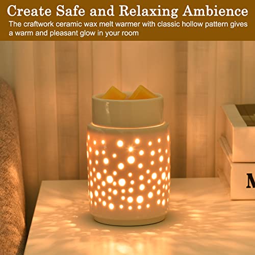 Mocosa Ceramic Wax Melt Warmer,Candle Wax Warmer For Scented Wax,Wax Melt Wax Cubes Melter Fragrance Warmer Gift For Wedding Spa And Aromatherapy (Round) #TOP3