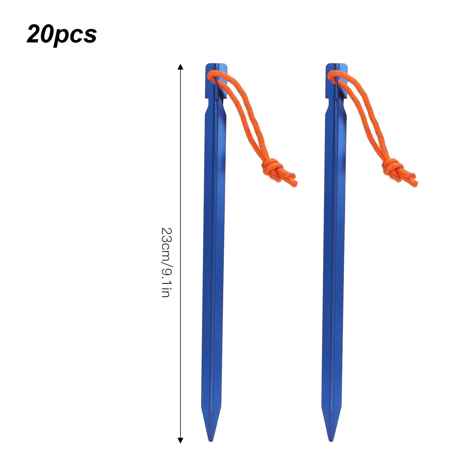 20 pièces piquets de Tente en Forme de V Piquet de Tente Robuste avec Cordes pour auvent de Camping en Plein air 9 Pouces (Blue)