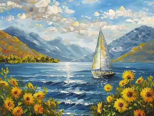 Diamond Painting Bateau Sunflower 5D DIY peinture diamant pour décoration
