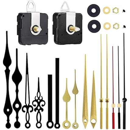 2 Pieces Silent Clock Movement Mechanism Long and Short Shaft with 6 Different Pairs of Hands DIY