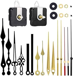 2 Pieces Silent Clock Movement Mechanism Long and Short Shaft with 6 Different Pairs of Hands DIY Clock Repair Parts Motor Replacemen