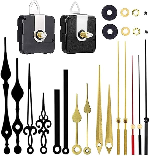Aloneaka 2 Pieces Silent Clock Movement Mechanism Long and Short Shaft with 6 Different Pairs of Hands DIY Clock Repair Parts Motor Replacemen by Aloneaka - Used condition - US$7.18