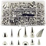 IDIYCLUB 265 Sets Multiple Designs Screwback Silver Punk Spikes and Studs Metal Tree Cone Rivets...