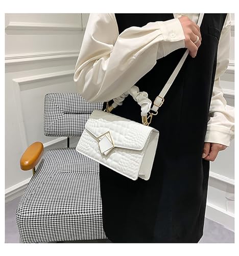 Bolso pequeño con asa superior y detalles metálicos, estilo tote texturizado, para mujer miniatura 5