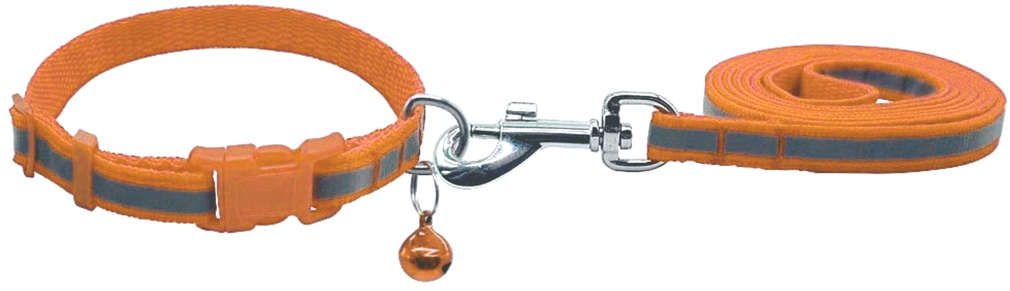 RvPaws Durable & Adjustable Soft Nylon Dog Collar & Leash Set for Cats and Kitten, Reflected Strip Collar & Leash 15mm for Puppy and Small Dog (Orange Color) (B09VX8XXRQ) Amazon Price History, Amazon Price Tracker