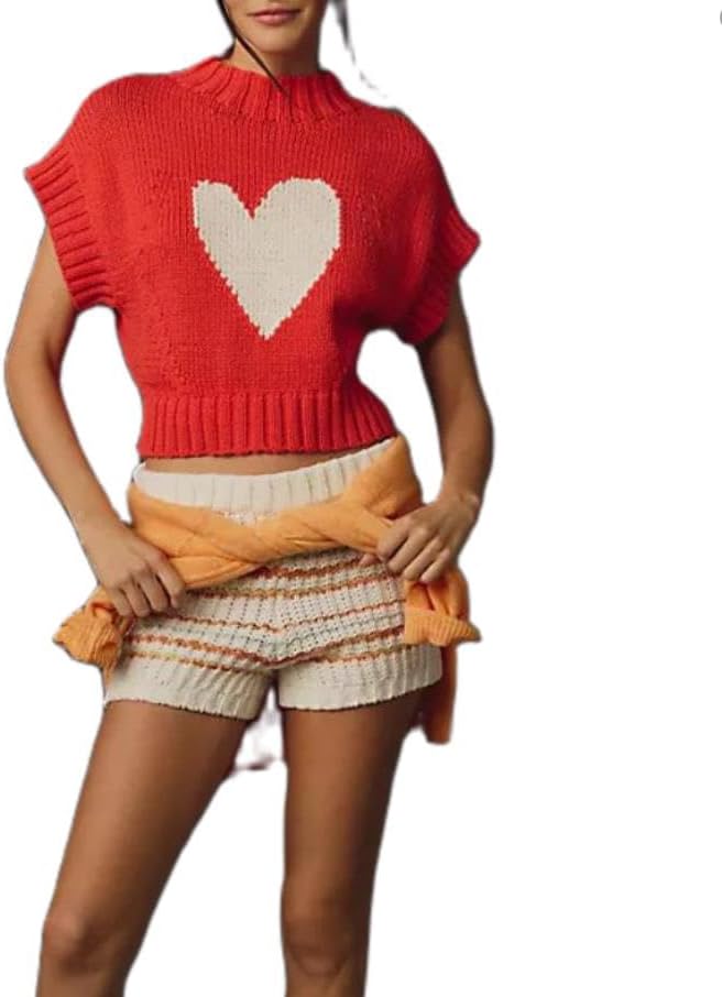 DSORVICD Women Cute Sweater Vest Top Y2k Cap Sleeve Knit Sweater Cable Mock Neck Knit Vest Tie Sweater Tank Top 2024 Knitwear - Image 4