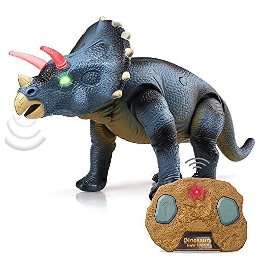 STEAM Life Walking Dinosaur Toy - Triceratops Toy Robot Dinosaur Walks, Mouth Moves, Roars and Lights Up - Electronic Dino Toy for Boys and Girls 3 4 5 6 7 Year Old