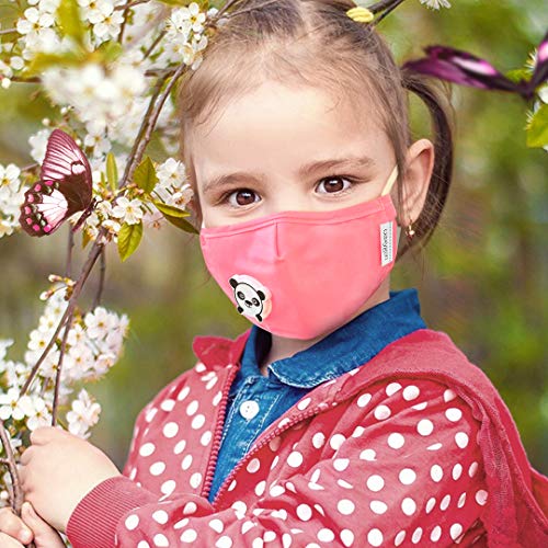 OAXYGEN FACE Kids MASK Washable Cotton Cartoons MASK and 2PCS Replacement Filter (Pink)