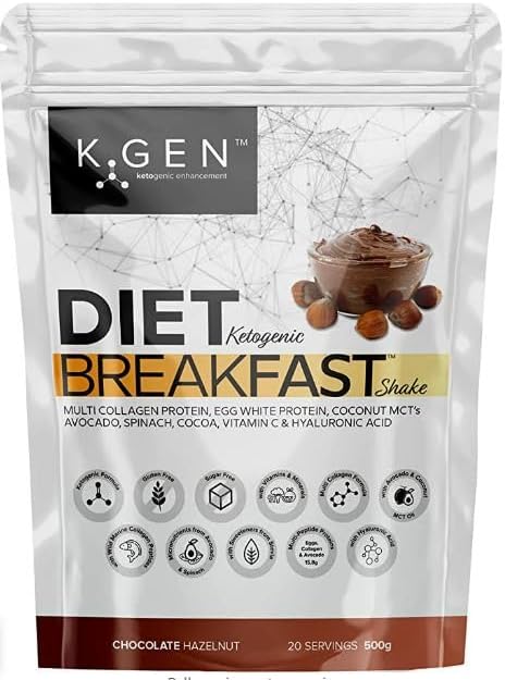 Keto Smart Diet Breakfast Meal Replacement Shake - Vitamin C MCT Protein Powder | Chocolate Hazelnut Keto Drink for Men and Women Active Lifestyle Blended Collagen to Support Healthy Gut and Bones