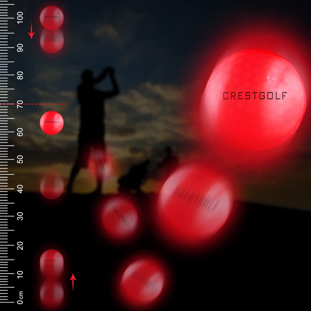 Crestgolf Palline da golf Glow in the Dark, Palline da golf Glow con 4 luci Palline da golf a LED luminose per la notte e regalo di golf per golfisti, 6 pezzi, senza borsa a rete