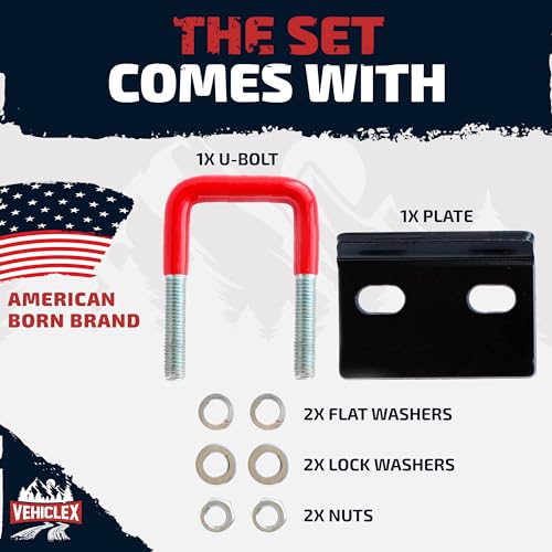 Image of Vehiclex 2 Hitch Stabilizers for 1.25 inch to 2 inch Hitches - Anti-Rattle Hitch Tighteners - Heavy-Duty Hitch Clamps with 0.44 inch U-Bolt Diameter - Protective Anti-Rust Coating