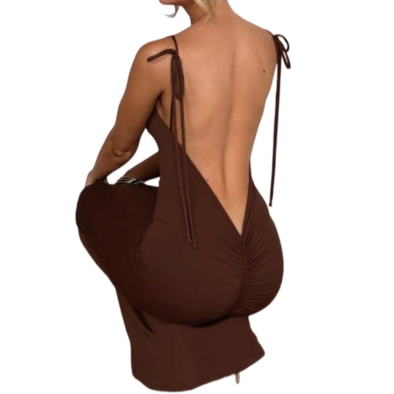 Vestido de alta costura con espalda abierta y corte sirena minimalista