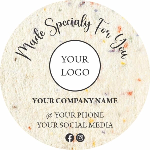 Askprints Label Stickers 100 Round Labels Customized for Small Business Waterproof Stickers, Get Your Own Personalized Labels Off White (3x3 inches)