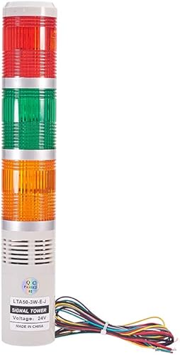 Miniatura 5 de Bettomshin 1 bombilla de advertencia estroboscópica de 90 dB, 24 V CC 3 W, torre de señal industrial con lámpara indicadora de alarma de zumbador