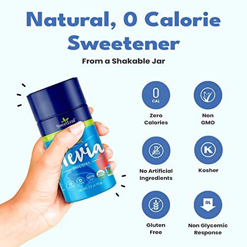 Sweetleaf Organic Stevia Powder Shaker Jar - Zero Calorie Stevia Sweetener, No Bitter Aftertaste, Plant-Based Sugar Substitute, Non-Gmo Sweet Leaf Stevia, 3.2 Oz Ea (Pack Of 2) #TOP5