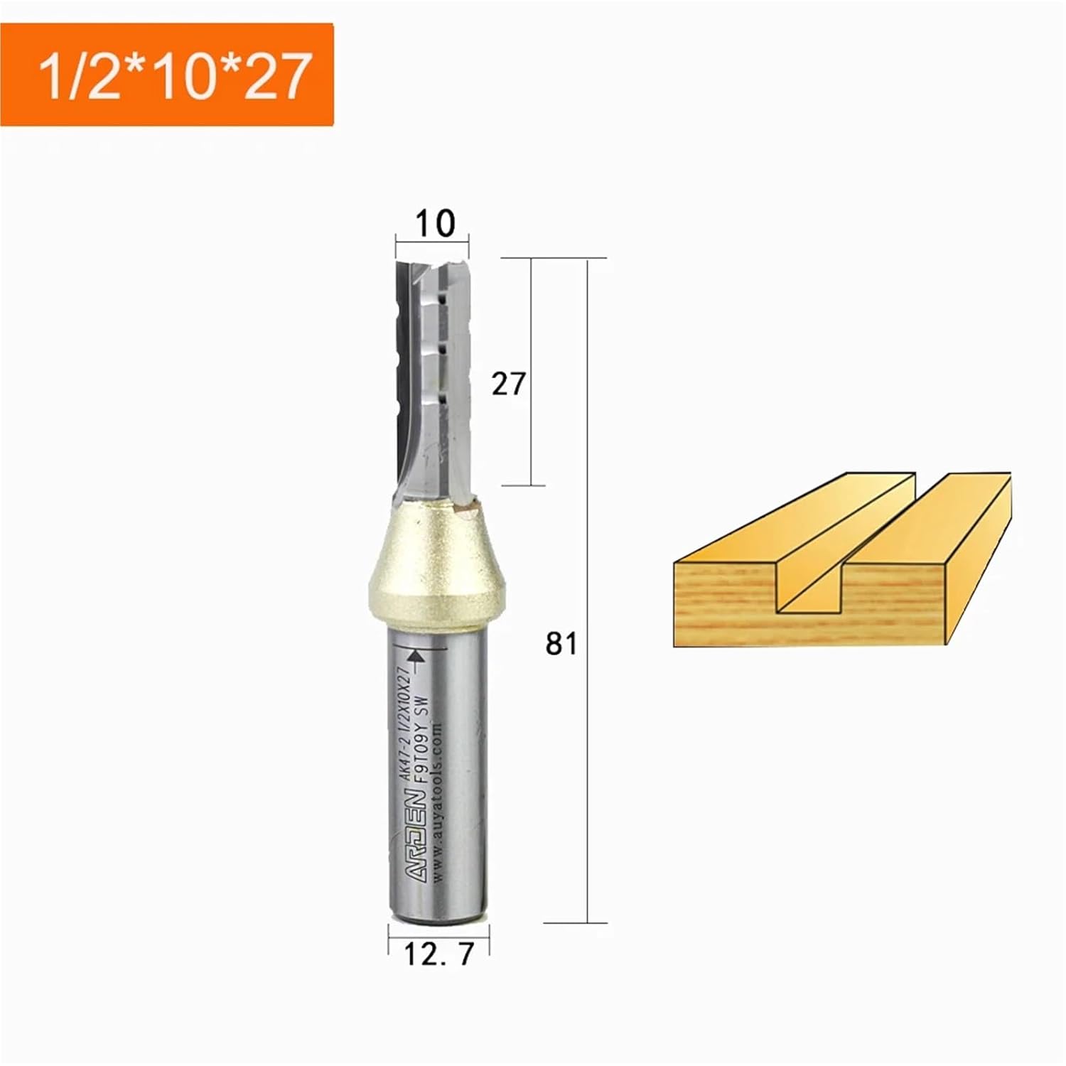 Arden 3 Flutes TCT Straight Router Bit 3-Blade Cutting CNC Milling Cutter Carbide Cutter for Wood MDF Multilayer Particle Board(28mm)