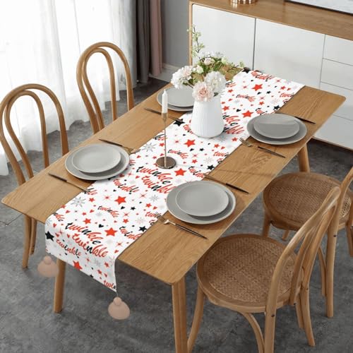 Chemin de table avec pompon pour protéger et décorer la table à manger - 2