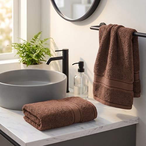 Image of Trident Towels for Hand, Indulgence Collection, 100% Cotton Towels for Men /Women, Premium Hand Towel Set, 600 GSM, 2 Pc Hand Towel, 40 cm x 60 cm - Roasted Java