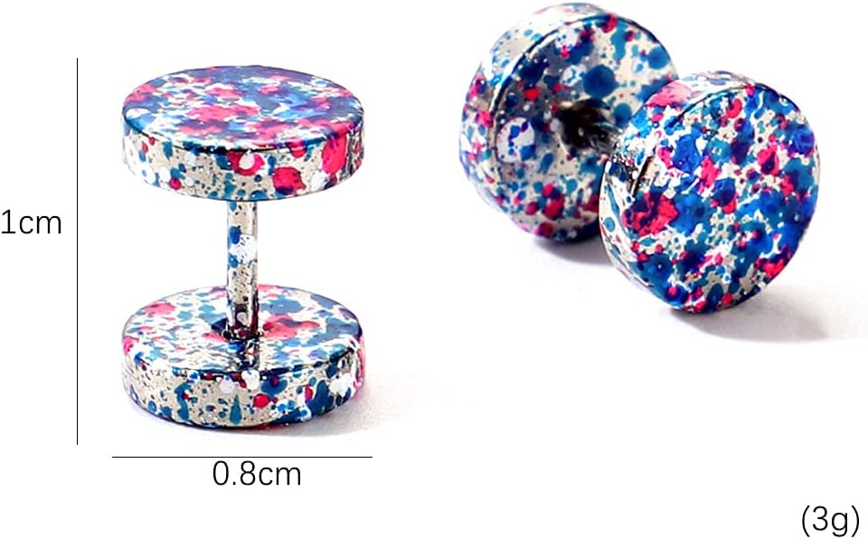 8 Pairs Faux Gauge Earrings Stainless Steel Stud Earrings Cheater Fake Ear Plugs Gauges Tunnel for Men Women - Image 4