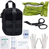 ✔ Ifak compacto portátil - contiene un kit básico de control de sangrado de emergencia, incluyendo Torniquete de combate de control de sangrado militar, vendaje israelí de 4 pulgadas, vendaje elástico, almohadillas pequeñas, tijeras EMT y guantes.