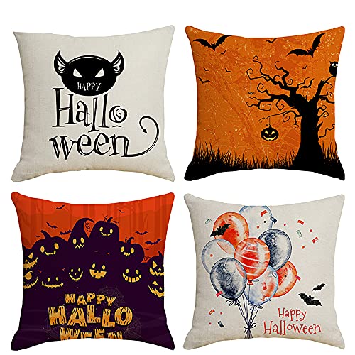 Décoration Halloween pour canapé lit avec housse de coussin coton lin 45x45