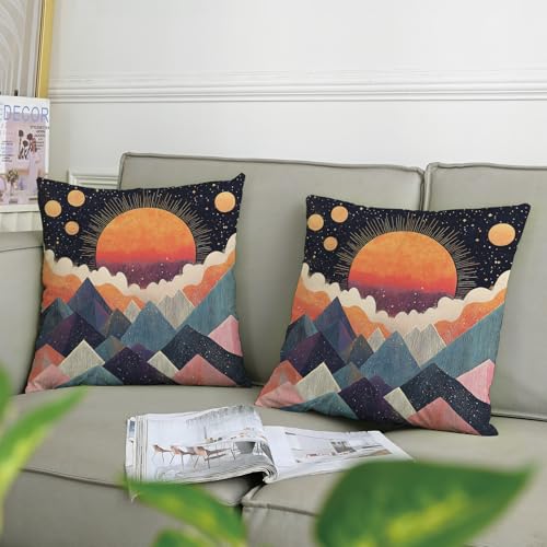 Vintage Psychedelic 70s Art Velvet Throw Pillow Covers Set of 2