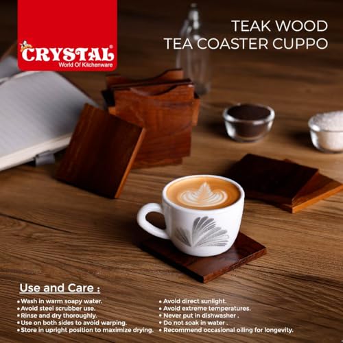 Image of Crystal Teakwood Handcrafted Tea Coaster | Cuppo | Set of 6