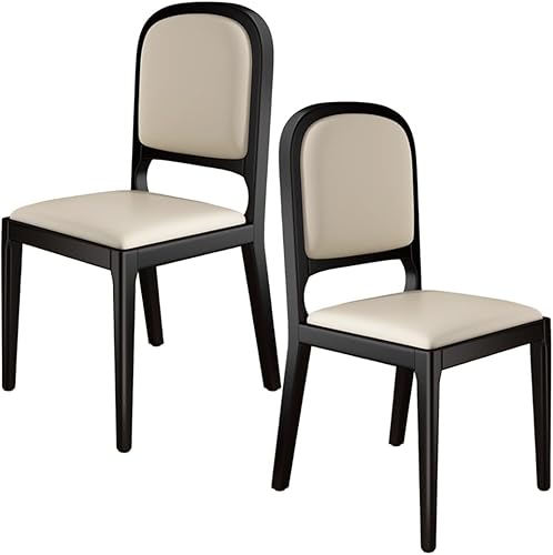 YVYKFZD Sillas de comedor de madera maciza, juego de sillas de cocina sin brazos, silla de comedor tapizada de cuero, silla de sala de estar Caqui