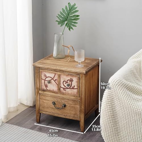 Table de Nuit Bois Rangement Chambre Table d'appoint Laiton