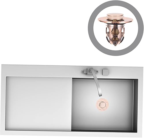 Miniatura 7 de Uonlytech Tapón universal para lavabo de drenaje de presión de drenaje de oro rosa para baño, lavabo