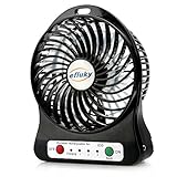 efluky 3 Speeds Portable mini LED Light Table Fan (Black)