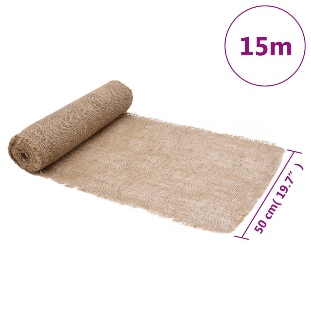 Juterolle 50 cm x 15 m bieżnik na stół z tkaniny jutowej na wesele, do dekoracji, majsterkowania, na imprezę, dekoracja stołu